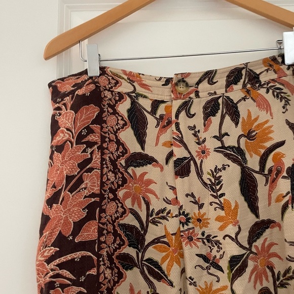 Anthropologie Smocked Balloon Leg Neutral Floral Mixed Print Pants - Picture 9 of 9